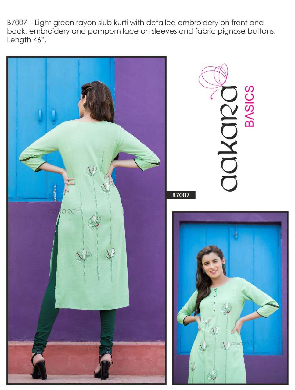 AAKARA BASICS BY AAKARA 7001 TO 7008 SERIES STYLISH FANCY BEAUTIFUL COLORFUL CASUAL WEAR & ETHNIC WEAR RAYON PRINTED KURTIS AT WHOLESALE PRICE