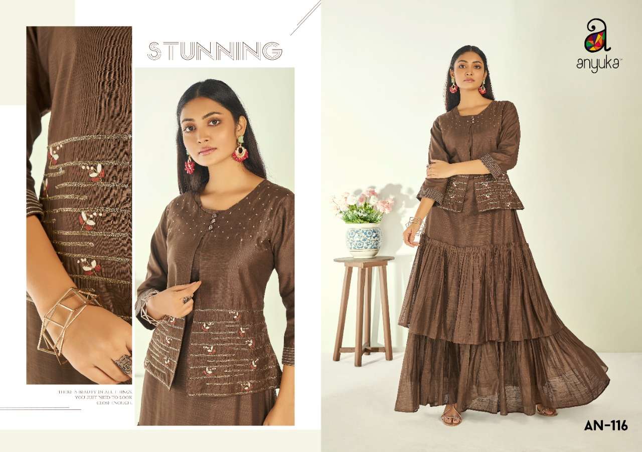 CHERRY BY ANYUKA 115 TO 119 SERIES STYLISH FANCY BEAUTIFUL COLORFUL CASUAL WEAR & ETHNIC WEAR VISCOSE SATIN / VISCOSE SILK KURTIS AT WHOLESALE PRICE