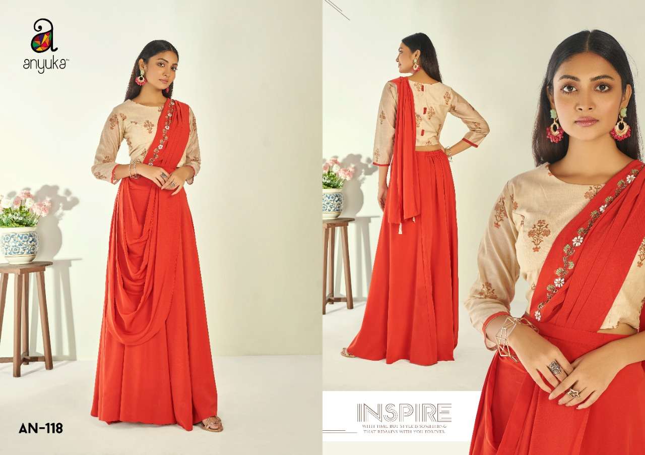 CHERRY BY ANYUKA 115 TO 119 SERIES STYLISH FANCY BEAUTIFUL COLORFUL CASUAL WEAR & ETHNIC WEAR VISCOSE SATIN / VISCOSE SILK KURTIS AT WHOLESALE PRICE