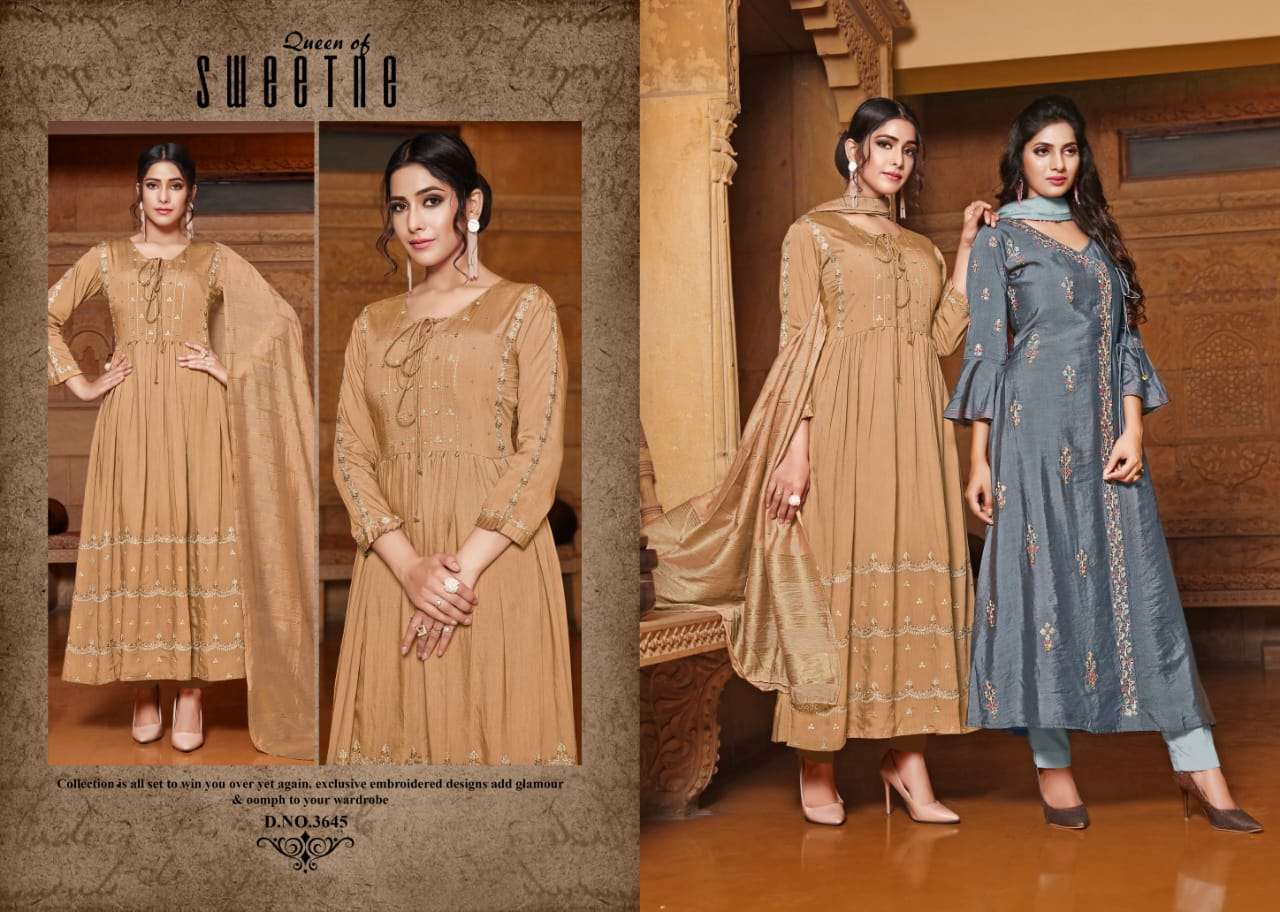 GAJBAN BY YAMI FASHION 3641 to 3646 SERIES BEAUTIFUL SUITS STYLISH FANCY COLORFUL CASUAL WEAR & ETHNIC WEAR VISCOSE CHANDERI WITH WORK DRESSES AT WHOLESALE PRICE