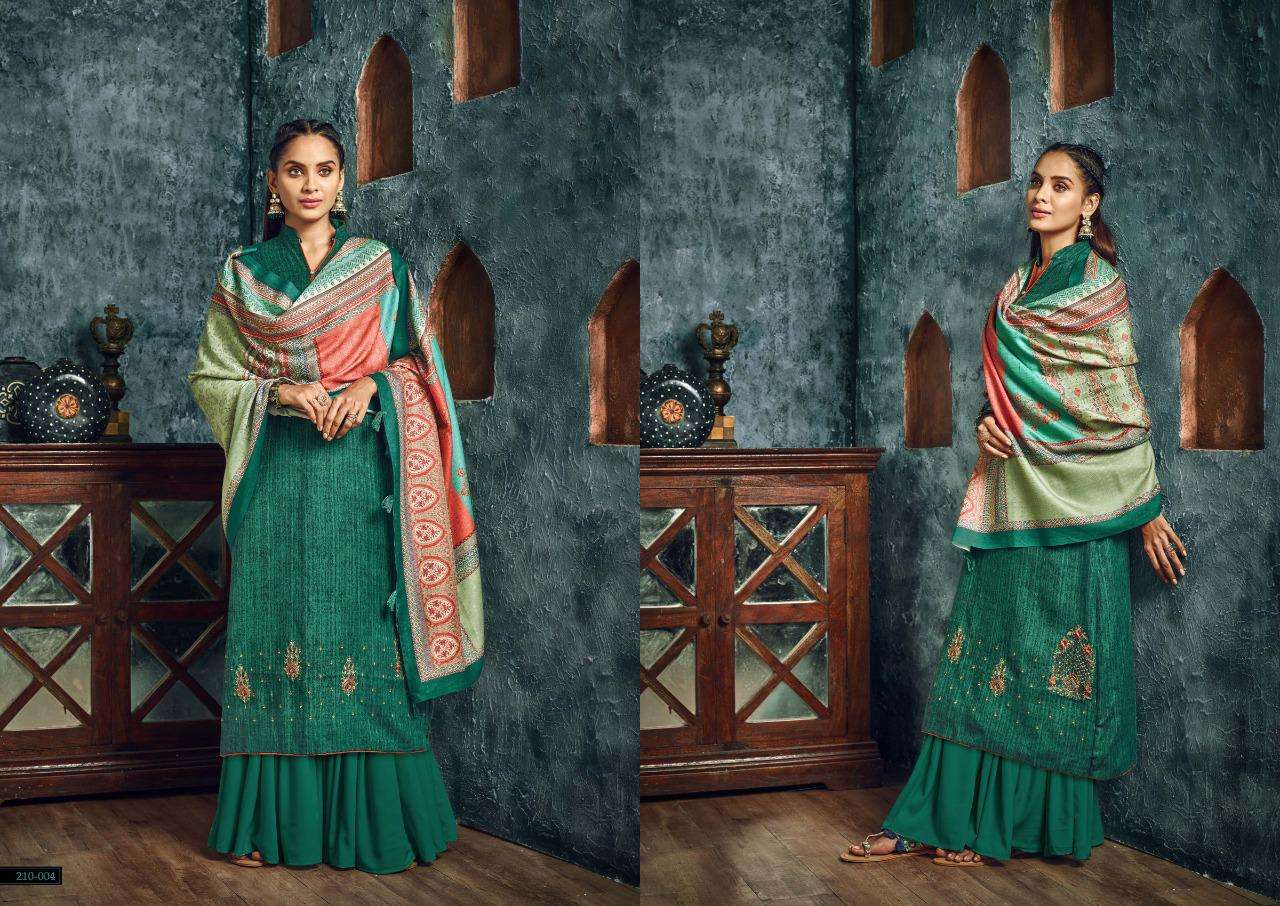YASMIN VOL-2 BY SARGAM PRINT 210-001 TO 210-006 SERIES DESIGNER SUITS COLLECTION BEAUTIFUL STYLISH FANCY COLORFUL PARTY WEAR & OCCASIONAL WEAR PURE PASHMINA PRINTED DRESSES AT WHOLESALE PRICE