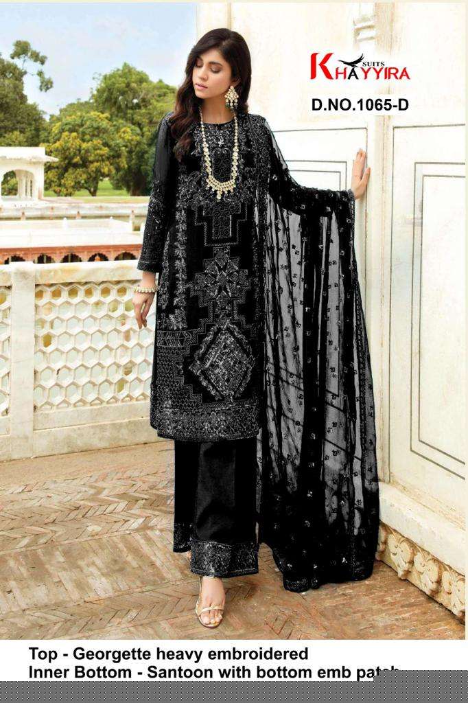 ELEONORA 1065 COLOURS BY KHAYYIRA 1065-A TO 1065-D SERIES BEAUTIFUL PAKISTANI SUITS COLORFUL STYLISH FANCY CASUAL WEAR & ETHNIC WEAR HEAVY GEORGETTE EMBROIDERED DRESSES AT WHOLESALE PRICE