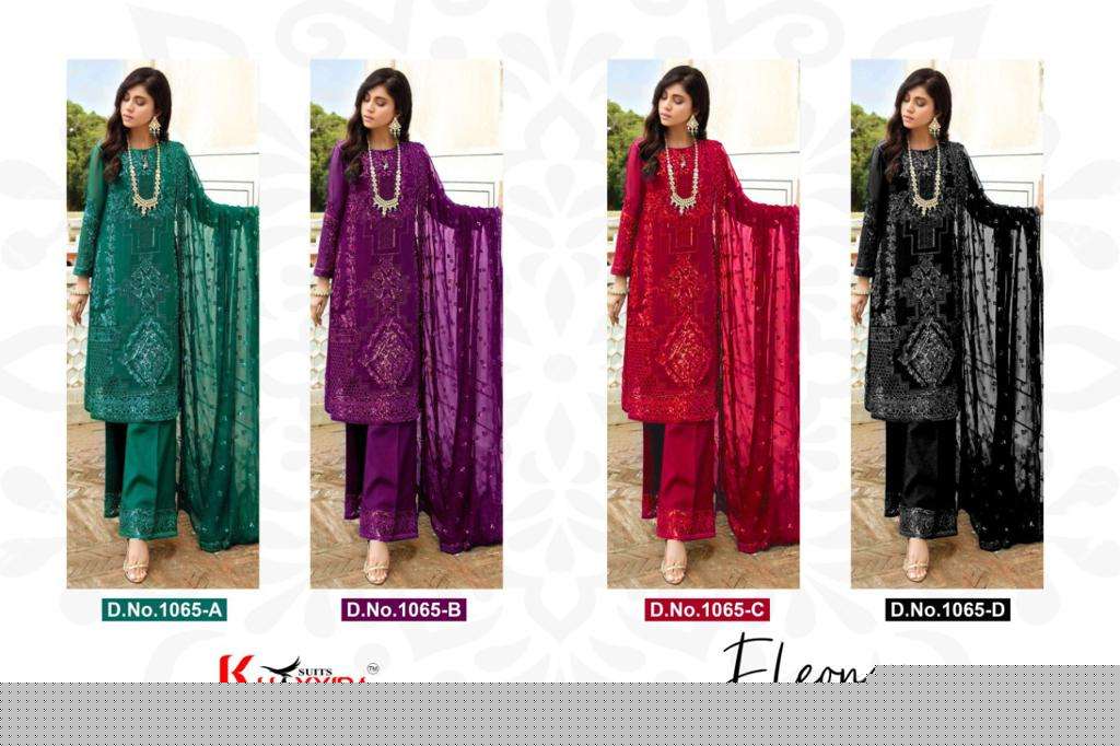 ELEONORA 1065 COLOURS BY KHAYYIRA 1065-A TO 1065-D SERIES BEAUTIFUL PAKISTANI SUITS COLORFUL STYLISH FANCY CASUAL WEAR & ETHNIC WEAR HEAVY GEORGETTE EMBROIDERED DRESSES AT WHOLESALE PRICE