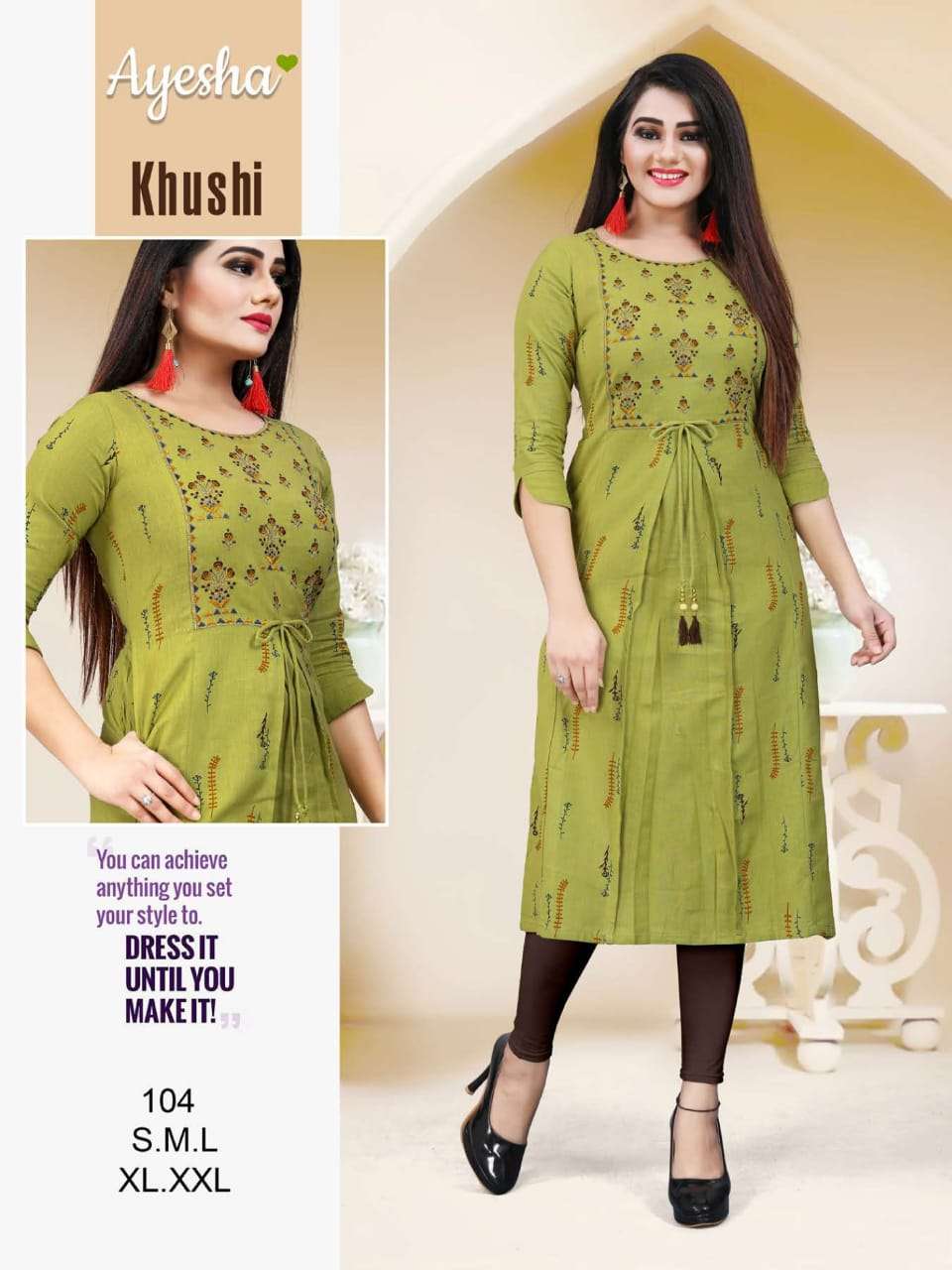 KHUSHI BY AYESHA 101 TO 108 SERIES BEAUTIFUL STYLISH COLORFUL FANCY PARTY WEAR & ETHNIC WEAR & READY TO WEAR FLEX COTTON SIDE POCKET KURTIS AT WHOLESALE PRICE