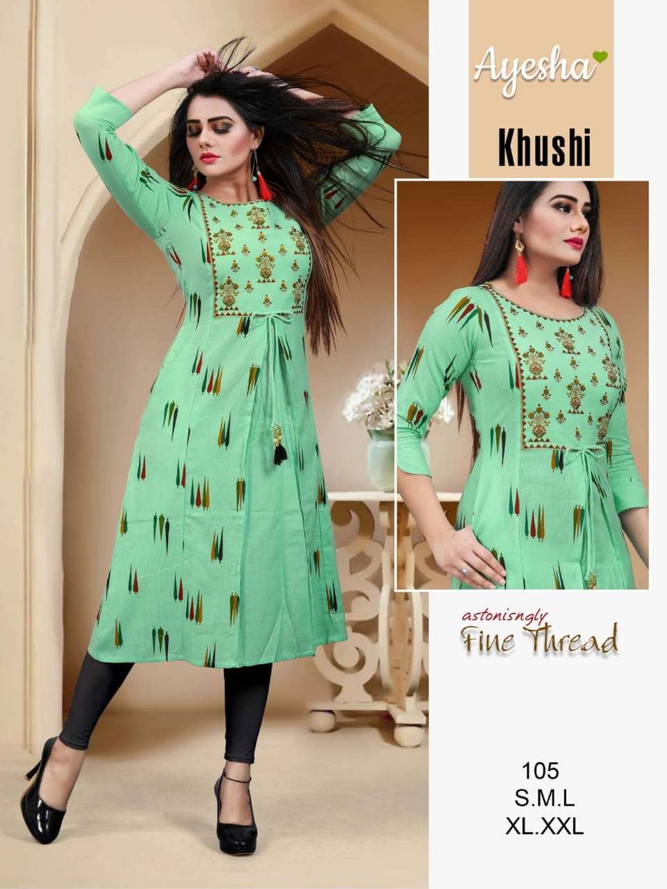 KHUSHI BY AYESHA 101 TO 108 SERIES BEAUTIFUL STYLISH COLORFUL FANCY PARTY WEAR & ETHNIC WEAR & READY TO WEAR FLEX COTTON SIDE POCKET KURTIS AT WHOLESALE PRICE