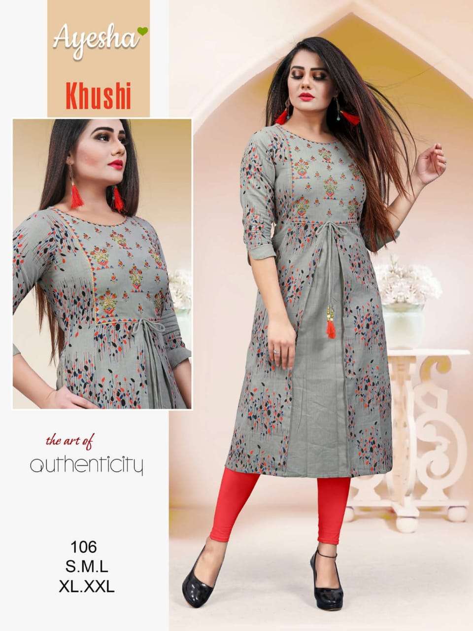 KHUSHI BY AYESHA 101 TO 108 SERIES BEAUTIFUL STYLISH COLORFUL FANCY PARTY WEAR & ETHNIC WEAR & READY TO WEAR FLEX COTTON SIDE POCKET KURTIS AT WHOLESALE PRICE