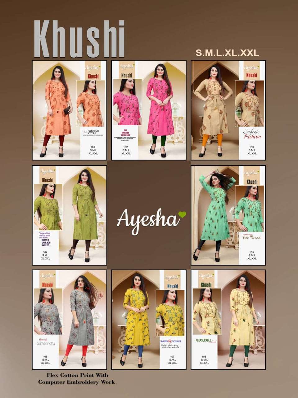 KHUSHI BY AYESHA 101 TO 108 SERIES BEAUTIFUL STYLISH COLORFUL FANCY PARTY WEAR & ETHNIC WEAR & READY TO WEAR FLEX COTTON SIDE POCKET KURTIS AT WHOLESALE PRICE