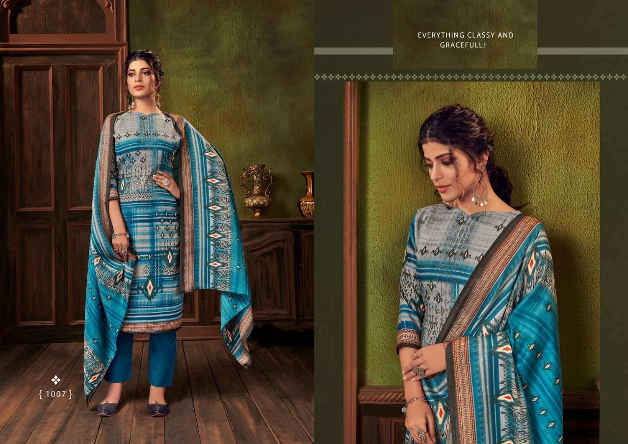 ZARNA BY RITU INTERNATIONAL 1001 TO 1008 SERIES DESIGNER PATIYALA SUITS BEAUTIFUL FANCY COLORFUL STYLISH PARTY WEAR & ETHNIC WEAR PURE WOOLEN PASHMINA PRINTED DRESSES AT WHOLESALE PRICE