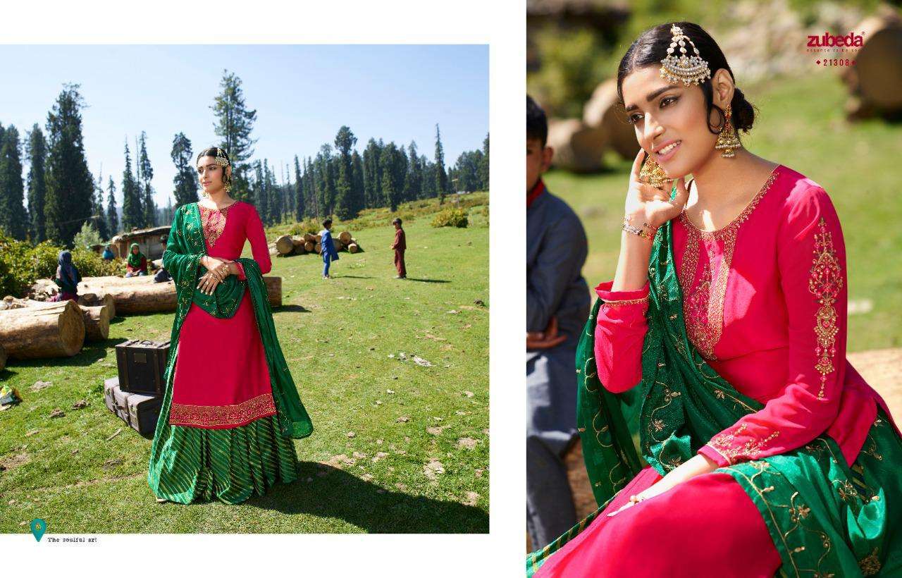 AAHANA BY ZUBEDA 21301 TO 21308 SERIES BEAUTIFUL PAKISTANI SUITS COLORFUL STYLISH FANCY CASUAL WEAR & ETHNIC WEAR SATIN GEORGETTE WITH EMBROIDERY DRESSES AT WHOLESALE PRICE