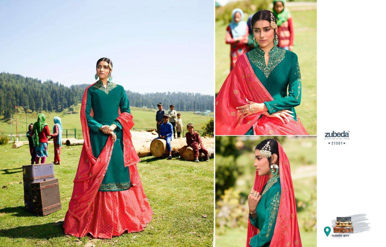 AAHANA BY ZUBEDA 21301 TO 21308 SERIES BEAUTIFUL PAKISTANI SUITS COLORFUL STYLISH FANCY CASUAL WEAR & ETHNIC WEAR SATIN GEORGETTE WITH EMBROIDERY DRESSES AT WHOLESALE PRICE