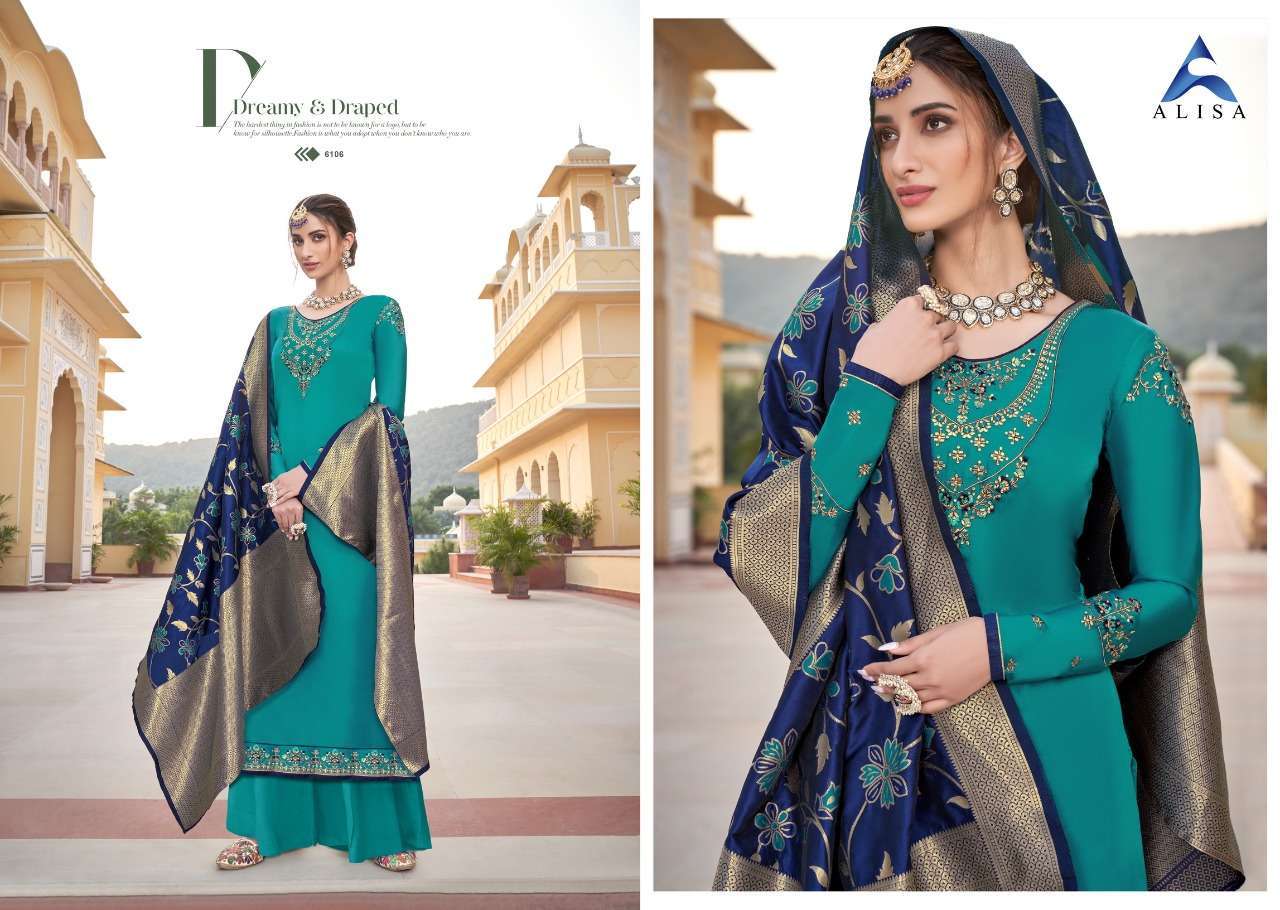 AMIRA VOL-15 BY ALISA 1601 TO 1606 SERIES BEAUTIFUL PAKISTANI SUITS COLORFUL STYLISH FANCY CASUAL WEAR & ETHNIC WEAR SATIN GEORGETTE WITH WORK DRESSES AT WHOLESALE PRICE