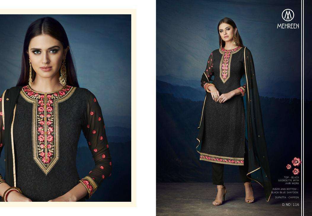 ANTRA BY MEHREEN 110 TO 116 SERIES DESIGNER SHARARA SUITS COLLECTION BEAUTIFUL STYLISH COLORFUL FANCY PARTY WEAR & OCCASIONAL WEAR PREMIUM GEORGETTE DRESSES AT WHOLESALE PRICE