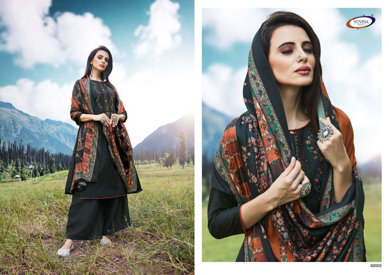 WINTER GARNET BY YUVINA EXPORTS 62001 TO 62008 SERIES DESIGNER SHARARA SUITS COLLECTION BEAUTIFUL STYLISH COLORFUL FANCY PARTY WEAR & OCCASIONAL WEAR TOP DYED SHADARI WITH EMBROIDERY DRESSES AT WHOLESALE PRICE