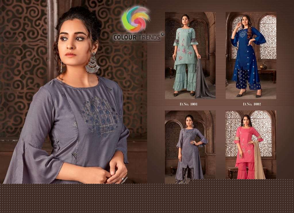 OOTD BY COLOUR TRENDZ 1001 TO 1004 SERIES BEAUTIFUL COLORFUL STYLISH PRETTY PARTY WEAR CASUAL WEAR OCCASIONAL WEAR PC COTTON PRINTED DRESSES AT WHOLESALE PRICE