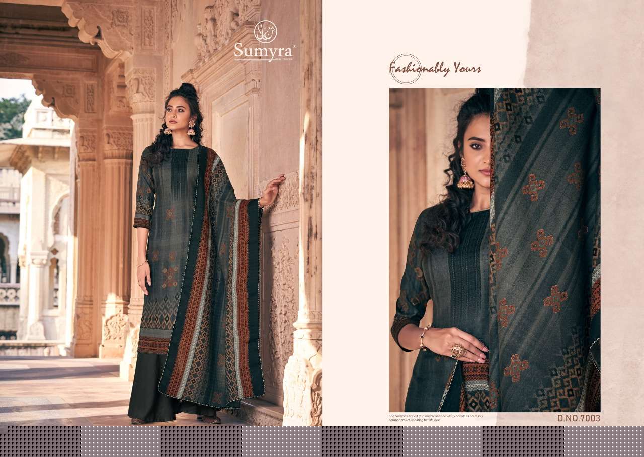 ANAYA BY SUMYRA FASHION 7001 TO 7008 SERIES DESIGNER COLLECTION SUITS BEAUTIFUL STYLISH FANCY COLORFUL PARTY WEAR & OCCASIONAL WEAR PURE PASHMINA DIGITAL PRINTED DRESSES AT WHOLESALE PRICE