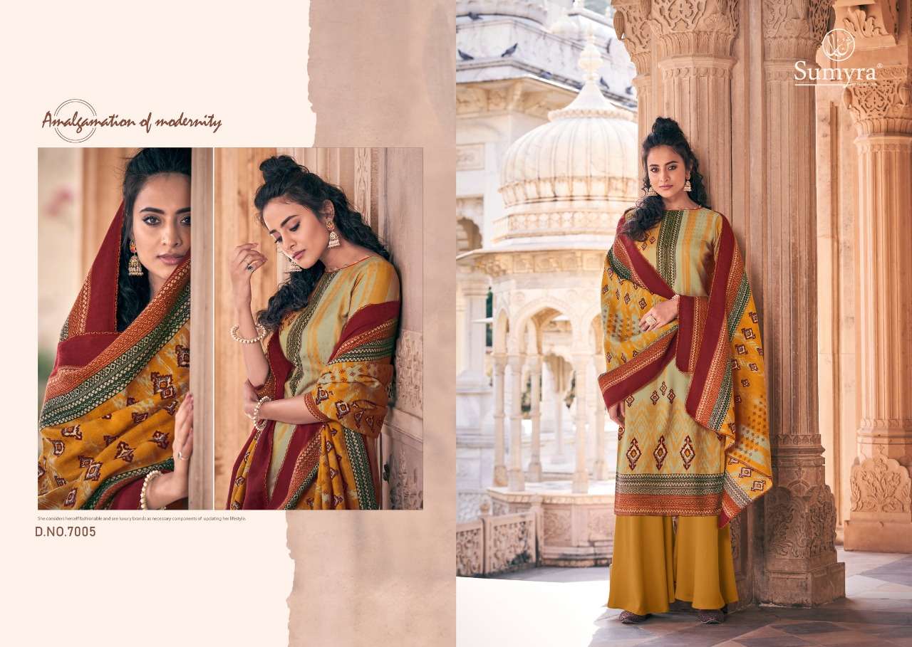 ANAYA BY SUMYRA FASHION 7001 TO 7008 SERIES DESIGNER COLLECTION SUITS BEAUTIFUL STYLISH FANCY COLORFUL PARTY WEAR & OCCASIONAL WEAR PURE PASHMINA DIGITAL PRINTED DRESSES AT WHOLESALE PRICE