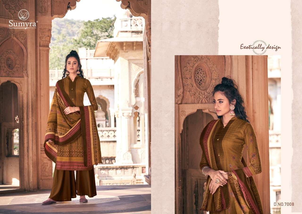 ANAYA BY SUMYRA FASHION 7001 TO 7008 SERIES DESIGNER COLLECTION SUITS BEAUTIFUL STYLISH FANCY COLORFUL PARTY WEAR & OCCASIONAL WEAR PURE PASHMINA DIGITAL PRINTED DRESSES AT WHOLESALE PRICE