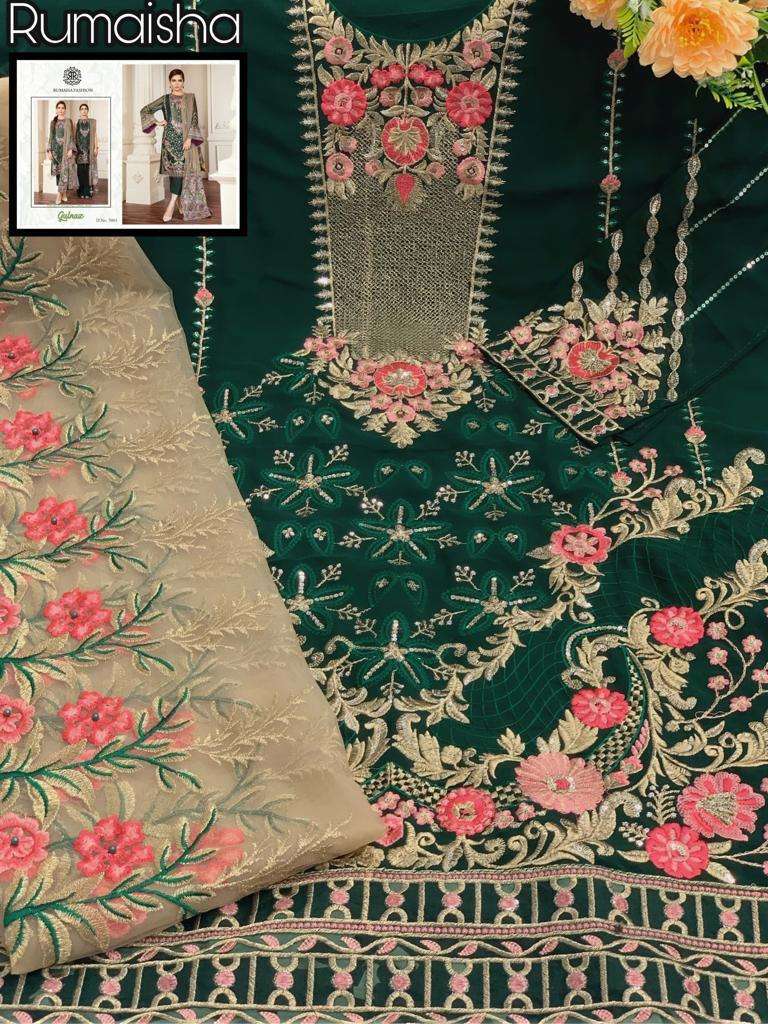 GULNAZ HIT DESIGN 5001 BY RUMAISHA FASHION Z PAKISTANI SUITS BEAUTIFUL FANCY COLORFUL STYLISH PARTY WEAR & OCCASIONAL WEAR HEAVY FAUX GEORGETTE WITH EMBROIDERY DRESSES AT WHOLESALE PRICE