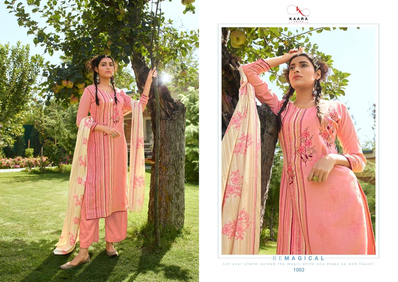 PATOLA BY KAARA SUITS 1001 TO 1008 SERIES BEAUTIFUL COLORFUL STYLISH PRETTY PARTY WEAR CASUAL WEAR OCCASIONAL WEAR SELF WOVEN PASHMINA PRINTED WITH EMBROIDERY DRESSES AT WHOLESALE PRICE