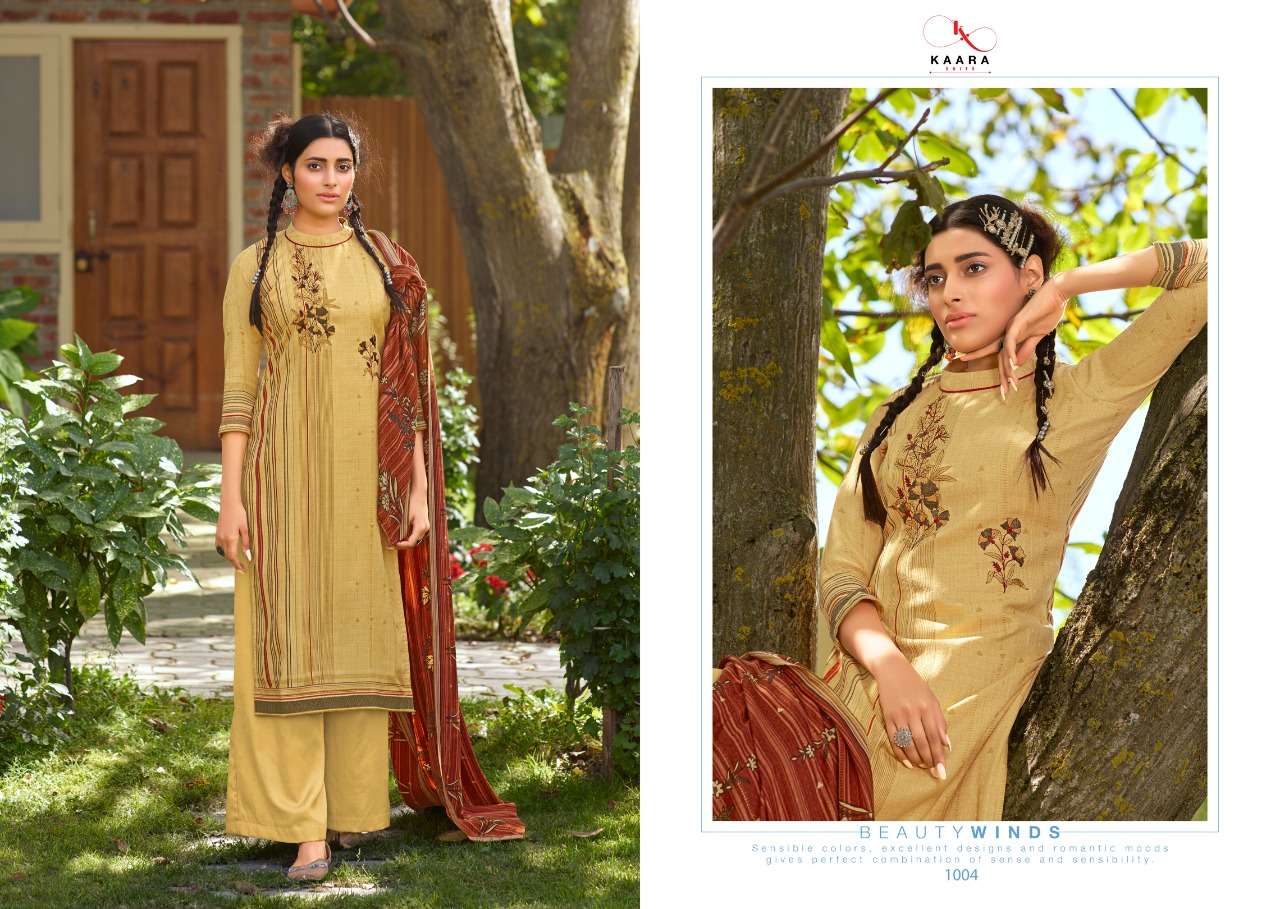 PATOLA BY KAARA SUITS 1001 TO 1008 SERIES BEAUTIFUL COLORFUL STYLISH PRETTY PARTY WEAR CASUAL WEAR OCCASIONAL WEAR SELF WOVEN PASHMINA PRINTED WITH EMBROIDERY DRESSES AT WHOLESALE PRICE