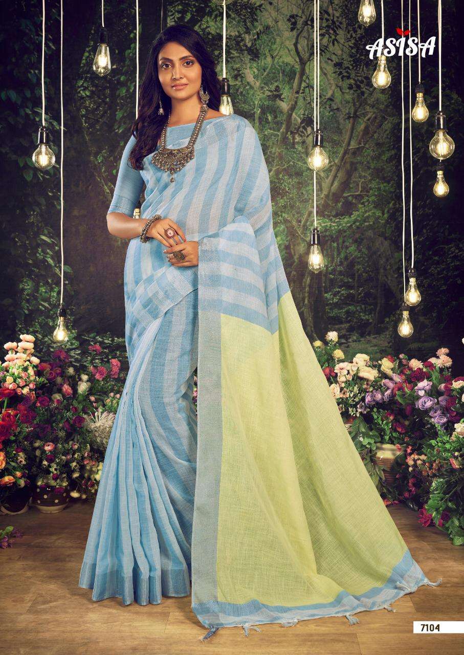 KANIKA BY ASISA 7101 TO 7106 SERIES INDIAN TRADITIONAL WEAR COLLECTION BEAUTIFUL STYLISH FANCY COLORFUL PARTY WEAR & OCCASIONAL WEAR COTTON SILK PRINTED SAREES AT WHOLESALE PRICE