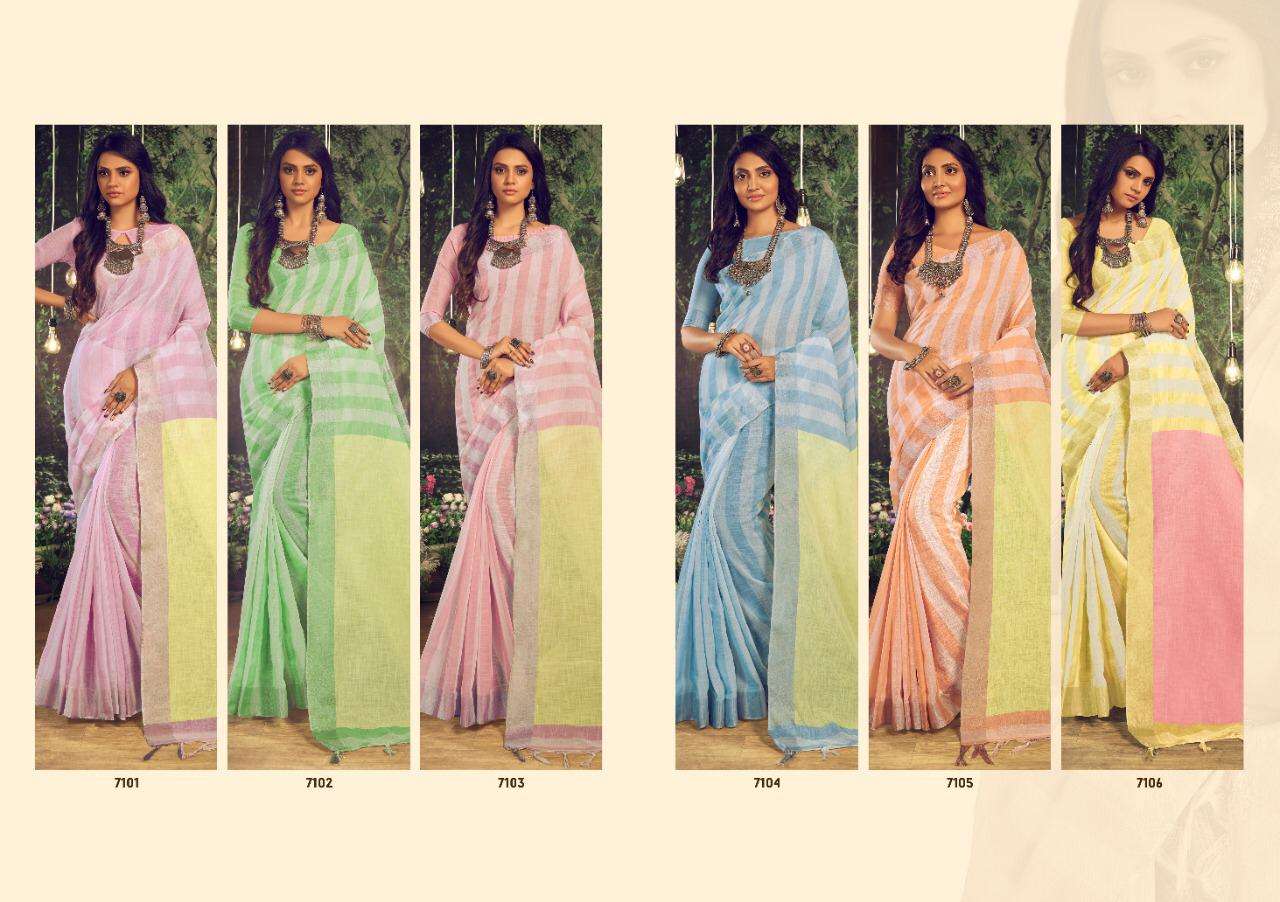 KANIKA BY ASISA 7101 TO 7106 SERIES INDIAN TRADITIONAL WEAR COLLECTION BEAUTIFUL STYLISH FANCY COLORFUL PARTY WEAR & OCCASIONAL WEAR COTTON SILK PRINTED SAREES AT WHOLESALE PRICE
