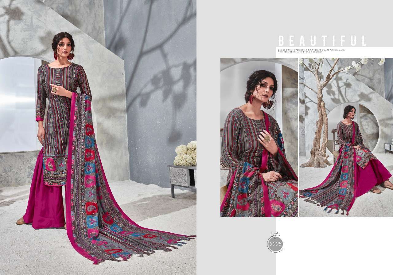 ZAREEN VOL-3 BY CHANDRA FASHION 3001 TO 3008 SERIES Z BEAUTIFUL PAKISTANI SUITS COLORFUL STYLISH FANCY CASUAL WEAR & ETHNIC WEAR PURE PASHMINA DESIGNER PRINT DRESSES AT WHOLESALE PRICE