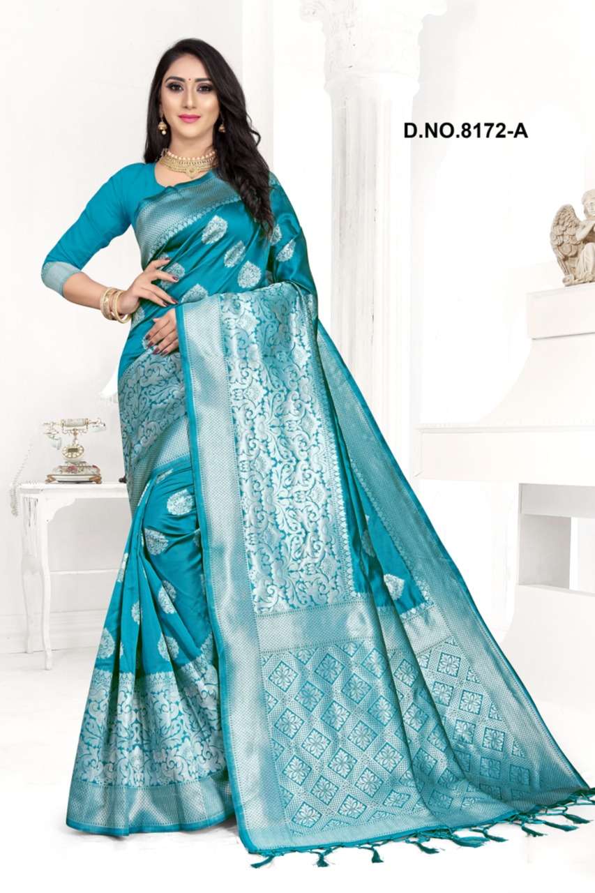 WHITE LOTUS-8172 BY KODAS 8172-A TO 8172-D SERIES INDIAN TRADITIONAL WEAR COLLECTION BEAUTIFUL STYLISH FANCY COLORFUL PARTY WEAR & OCCASIONAL WEAR HANDLOOM JACQUARD SILK SAREES AT WHOLESALE PRICE