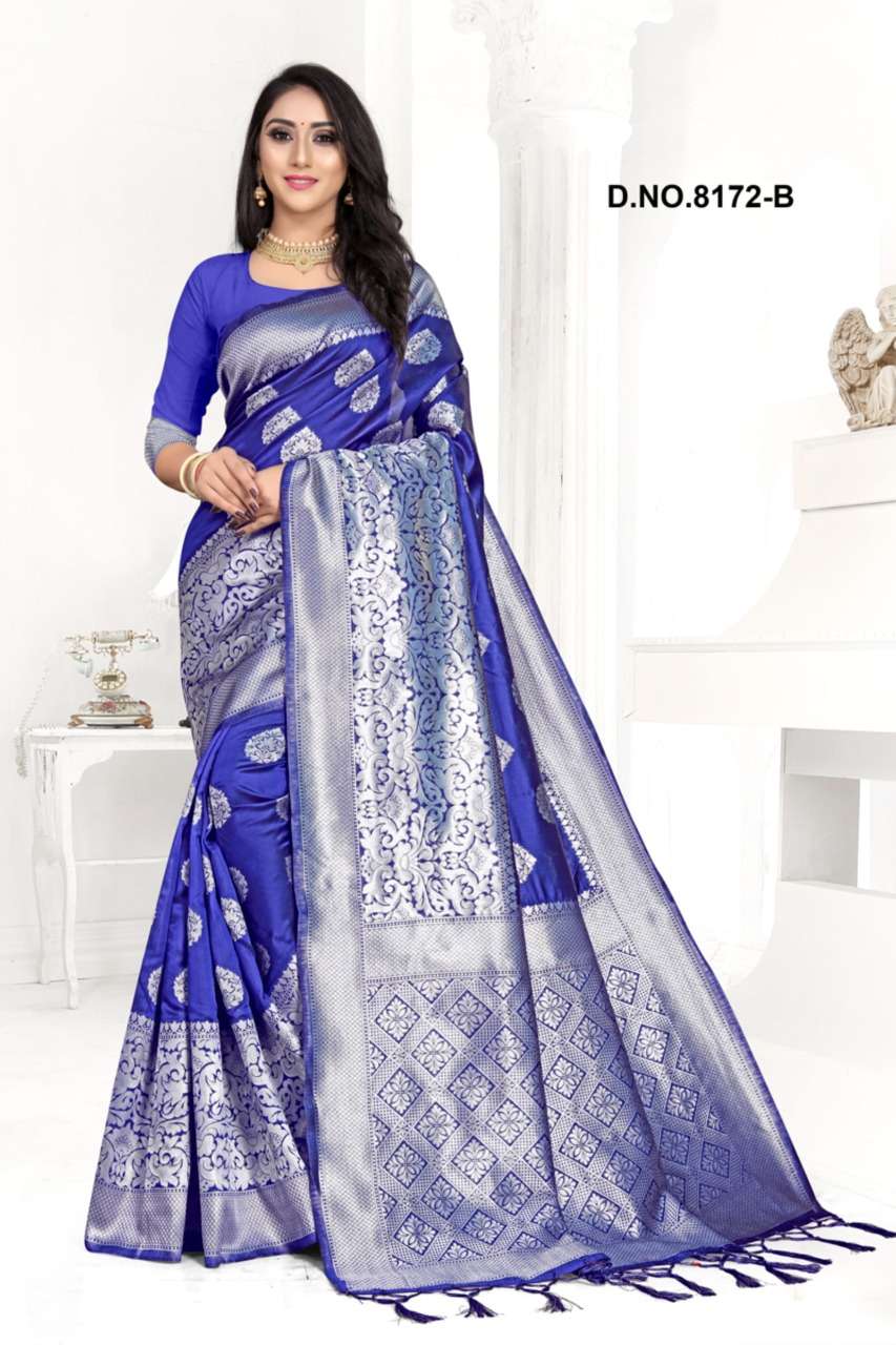 WHITE LOTUS-8172 BY KODAS 8172-A TO 8172-D SERIES INDIAN TRADITIONAL WEAR COLLECTION BEAUTIFUL STYLISH FANCY COLORFUL PARTY WEAR & OCCASIONAL WEAR HANDLOOM JACQUARD SILK SAREES AT WHOLESALE PRICE
