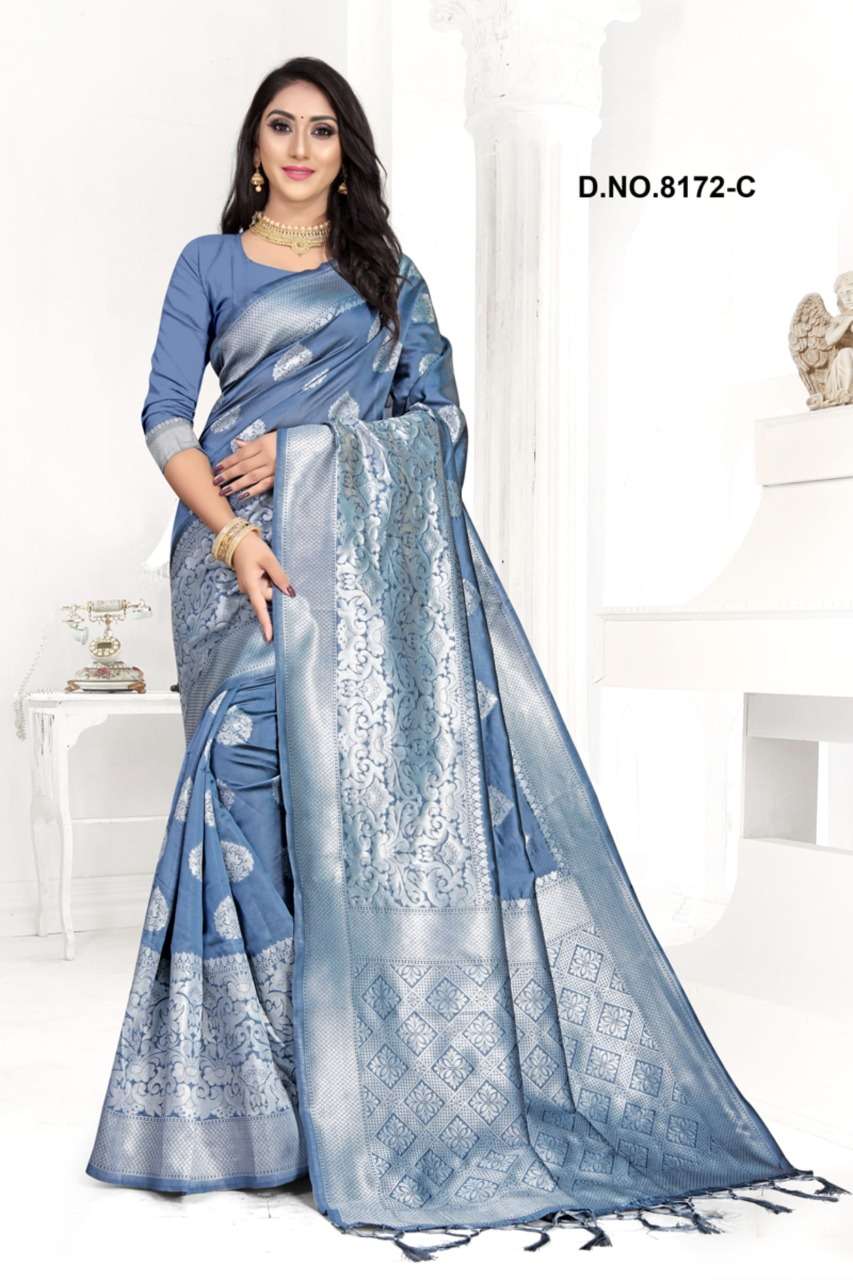 WHITE LOTUS-8172 BY KODAS 8172-A TO 8172-D SERIES INDIAN TRADITIONAL WEAR COLLECTION BEAUTIFUL STYLISH FANCY COLORFUL PARTY WEAR & OCCASIONAL WEAR HANDLOOM JACQUARD SILK SAREES AT WHOLESALE PRICE