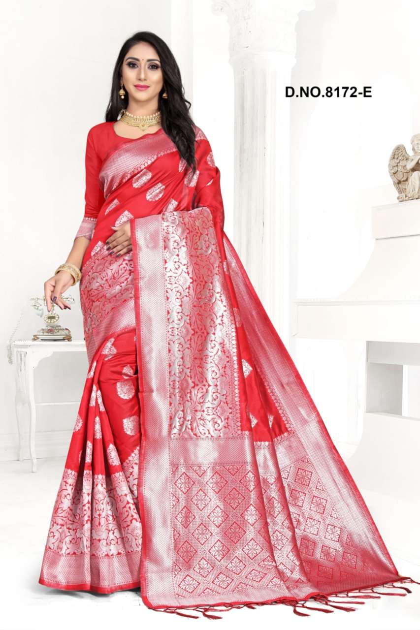 WHITE LOTUS-8172 BY KODAS 8172-A TO 8172-D SERIES INDIAN TRADITIONAL WEAR COLLECTION BEAUTIFUL STYLISH FANCY COLORFUL PARTY WEAR & OCCASIONAL WEAR HANDLOOM JACQUARD SILK SAREES AT WHOLESALE PRICE