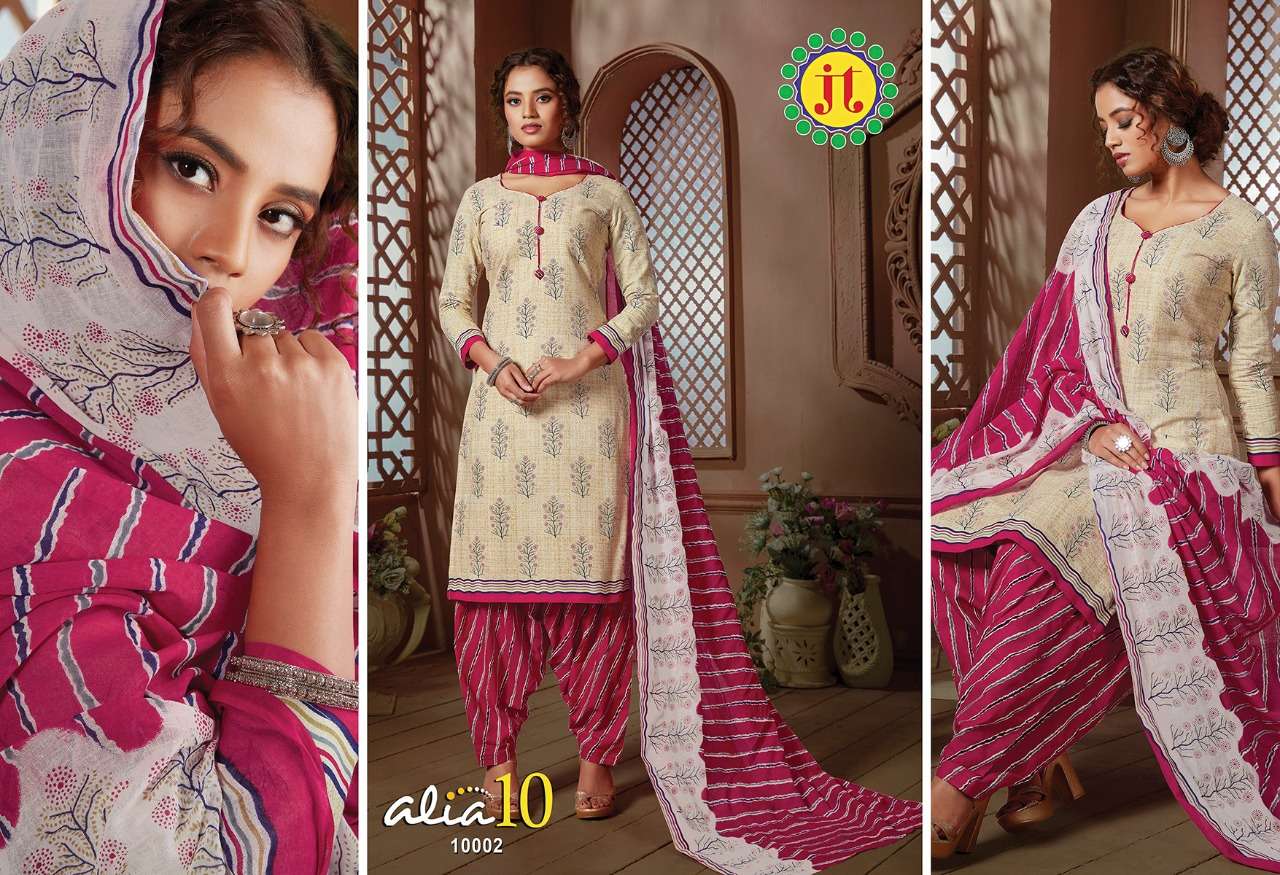 ALIA VOL-10 BY JT 10001 TO 10015 SERIES SUITS BEAUTIFUL FANCY COLORFUL STYLISH PARTY WEAR & OCCASIONAL WEAR COTTON PRINTED DRESSES AT WHOLESALE PRICE