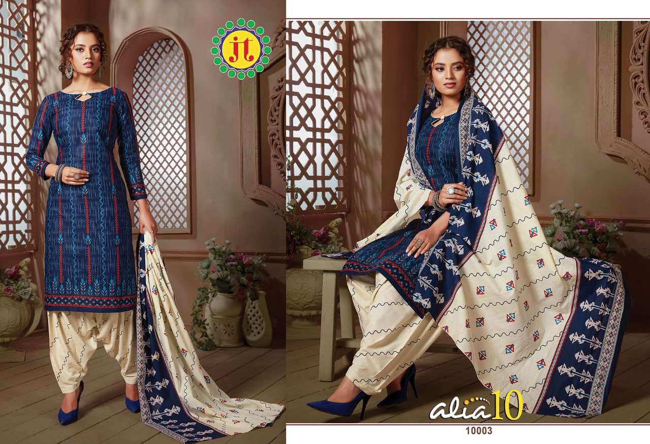 ALIA VOL-10 BY JT 10001 TO 10015 SERIES SUITS BEAUTIFUL FANCY COLORFUL STYLISH PARTY WEAR & OCCASIONAL WEAR COTTON PRINTED DRESSES AT WHOLESALE PRICE