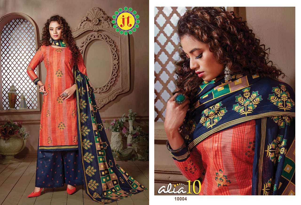ALIA VOL-10 BY JT 10001 TO 10015 SERIES SUITS BEAUTIFUL FANCY COLORFUL STYLISH PARTY WEAR & OCCASIONAL WEAR COTTON PRINTED DRESSES AT WHOLESALE PRICE
