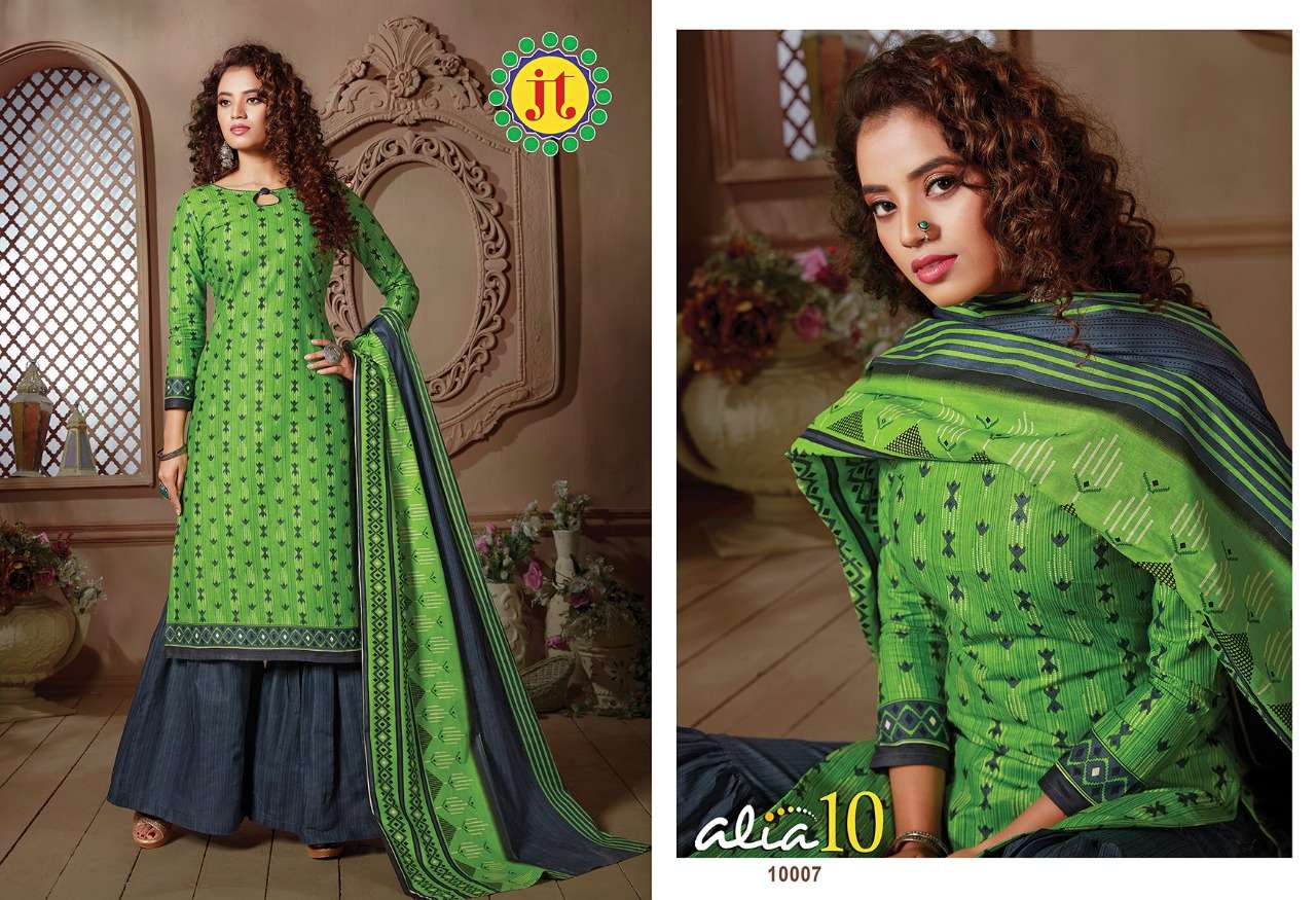 ALIA VOL-10 BY JT 10001 TO 10015 SERIES SUITS BEAUTIFUL FANCY COLORFUL STYLISH PARTY WEAR & OCCASIONAL WEAR COTTON PRINTED DRESSES AT WHOLESALE PRICE