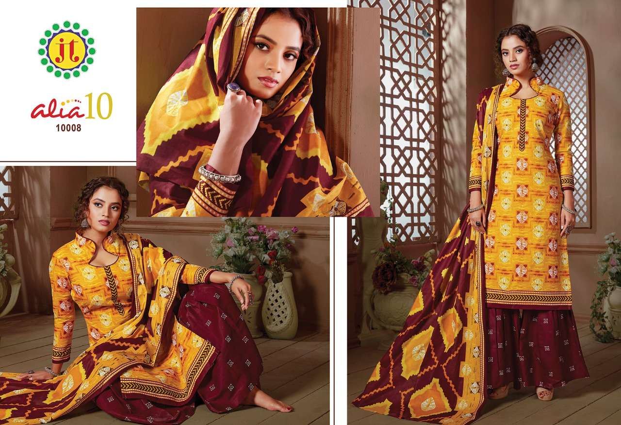 ALIA VOL-10 BY JT 10001 TO 10015 SERIES SUITS BEAUTIFUL FANCY COLORFUL STYLISH PARTY WEAR & OCCASIONAL WEAR COTTON PRINTED DRESSES AT WHOLESALE PRICE