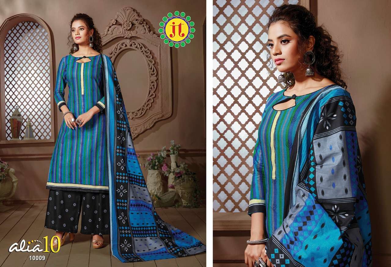 ALIA VOL-10 BY JT 10001 TO 10015 SERIES SUITS BEAUTIFUL FANCY COLORFUL STYLISH PARTY WEAR & OCCASIONAL WEAR COTTON PRINTED DRESSES AT WHOLESALE PRICE