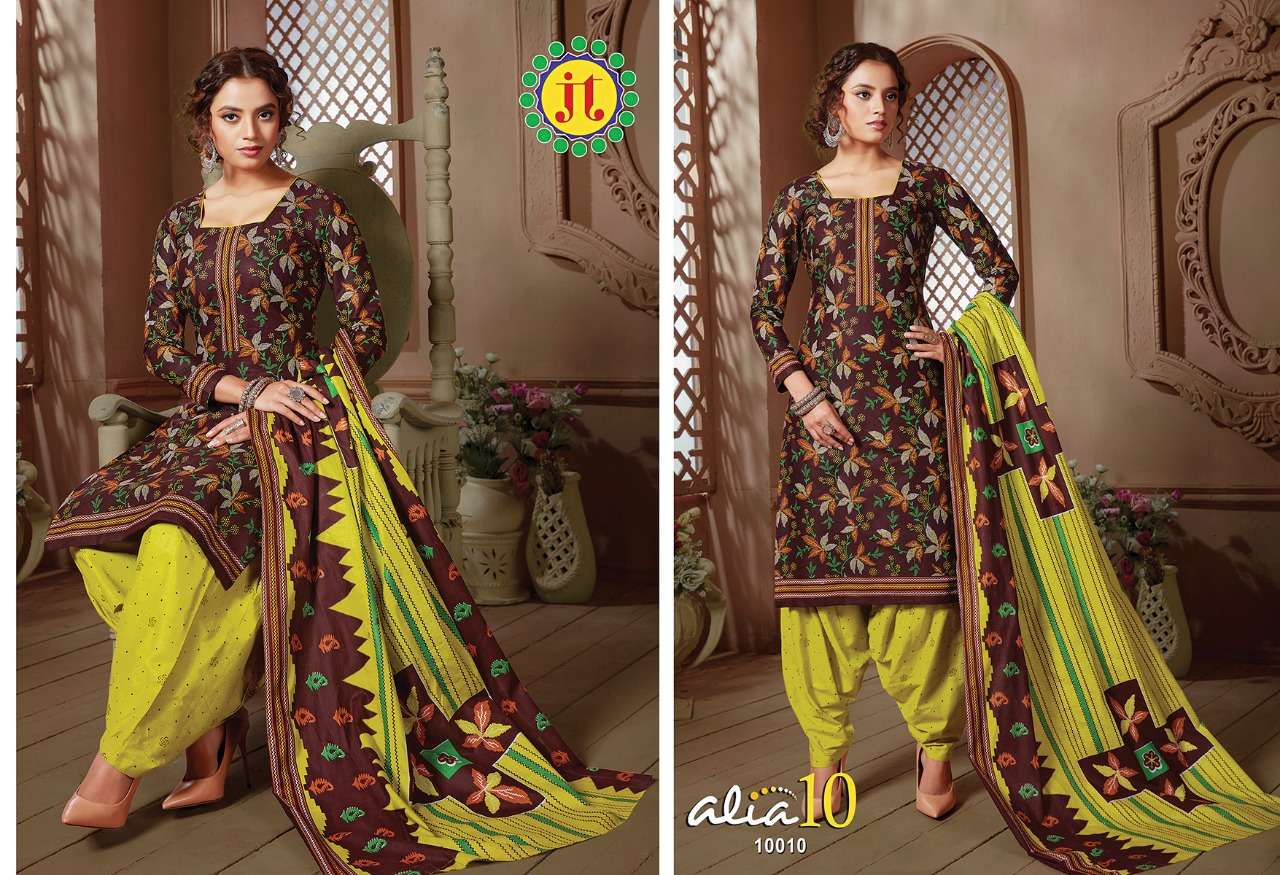 ALIA VOL-10 BY JT 10001 TO 10015 SERIES SUITS BEAUTIFUL FANCY COLORFUL STYLISH PARTY WEAR & OCCASIONAL WEAR COTTON PRINTED DRESSES AT WHOLESALE PRICE