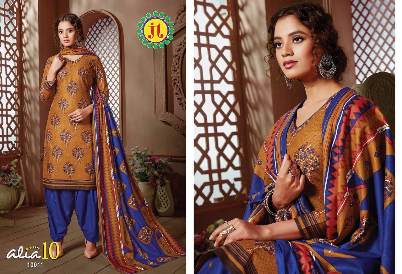 ALIA VOL-10 BY JT 10001 TO 10015 SERIES SUITS BEAUTIFUL FANCY COLORFUL STYLISH PARTY WEAR & OCCASIONAL WEAR COTTON PRINTED DRESSES AT WHOLESALE PRICE