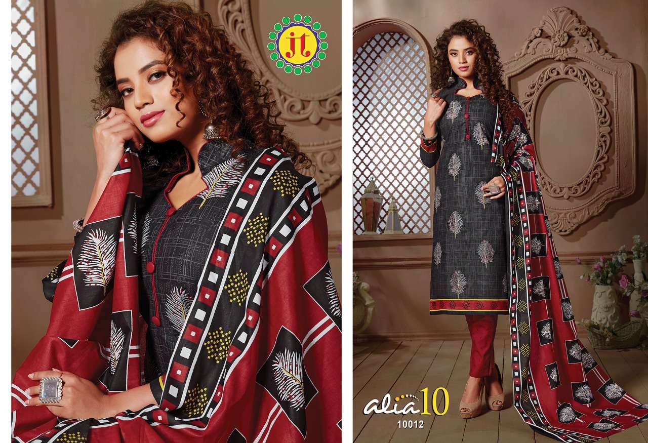 ALIA VOL-10 BY JT 10001 TO 10015 SERIES SUITS BEAUTIFUL FANCY COLORFUL STYLISH PARTY WEAR & OCCASIONAL WEAR COTTON PRINTED DRESSES AT WHOLESALE PRICE