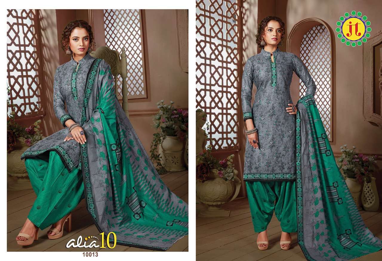 ALIA VOL-10 BY JT 10001 TO 10015 SERIES SUITS BEAUTIFUL FANCY COLORFUL STYLISH PARTY WEAR & OCCASIONAL WEAR COTTON PRINTED DRESSES AT WHOLESALE PRICE