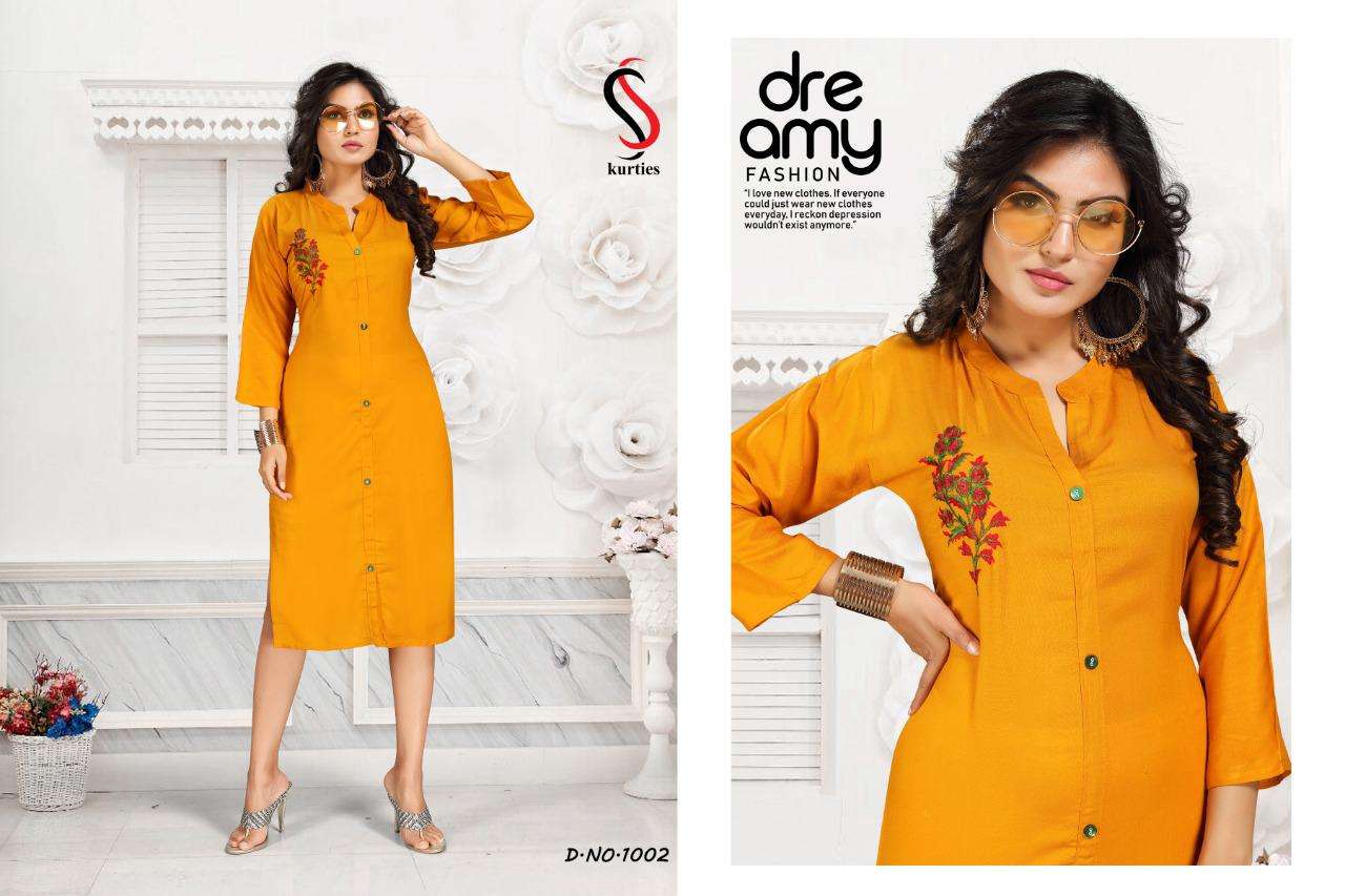PURVI VOL-4 BY S S KURTIS 1001 TO 1007 SERIES STYLISH FANCY BEAUTIFUL COLORFUL CASUAL WEAR & ETHNIC WEAR RAYON EMBROIDERY KURTIS AT WHOLESALE PRICE