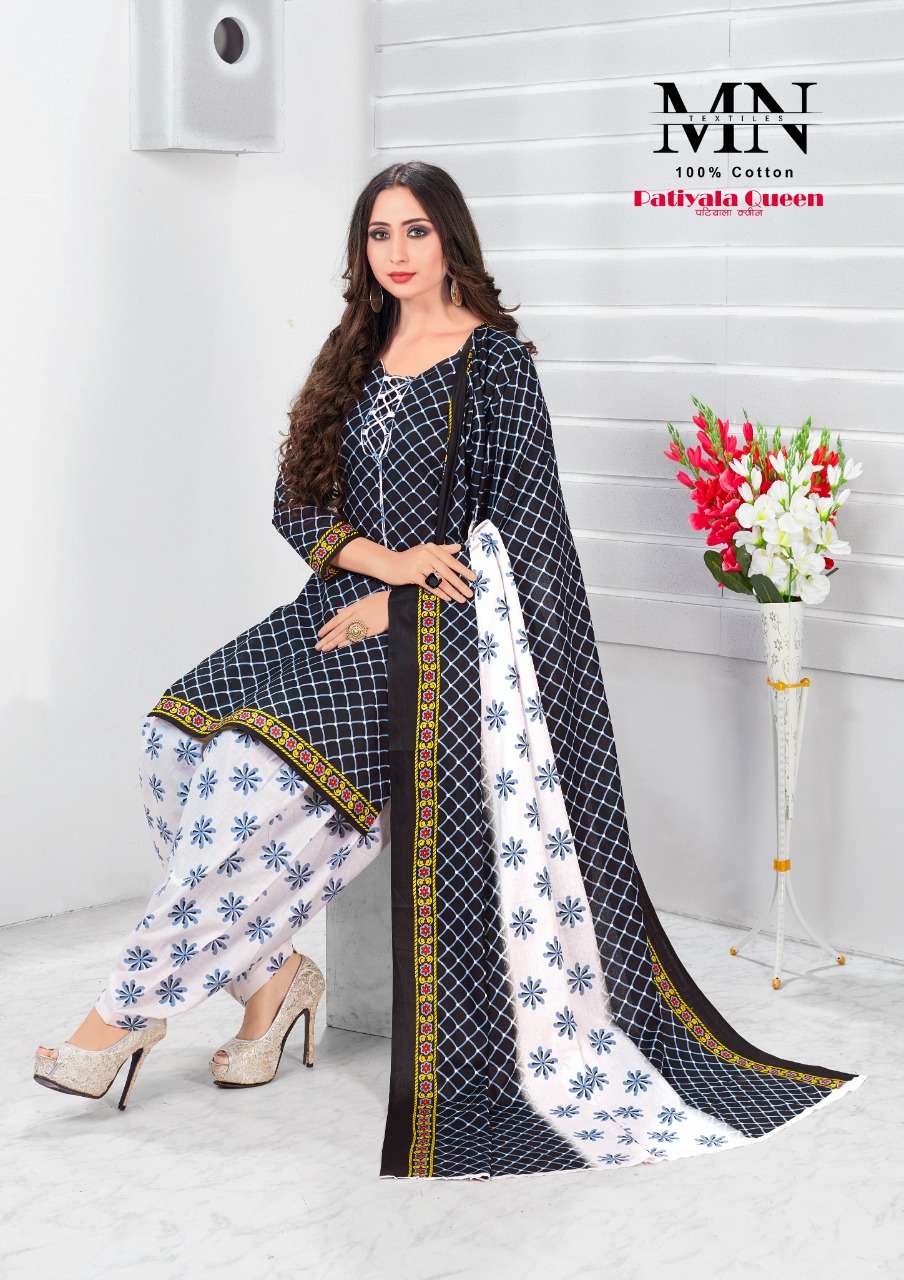 PATIYALA QUEEN BY M N TEXTILE 1001 TO 1010 SERIES SUITS BEAUTIFUL FANCY COLORFUL STYLISH PARTY WEAR & OCCASIONAL WEAR CAMBRIC COTTON PRINTED DRESSES AT WHOLESALE PRICE