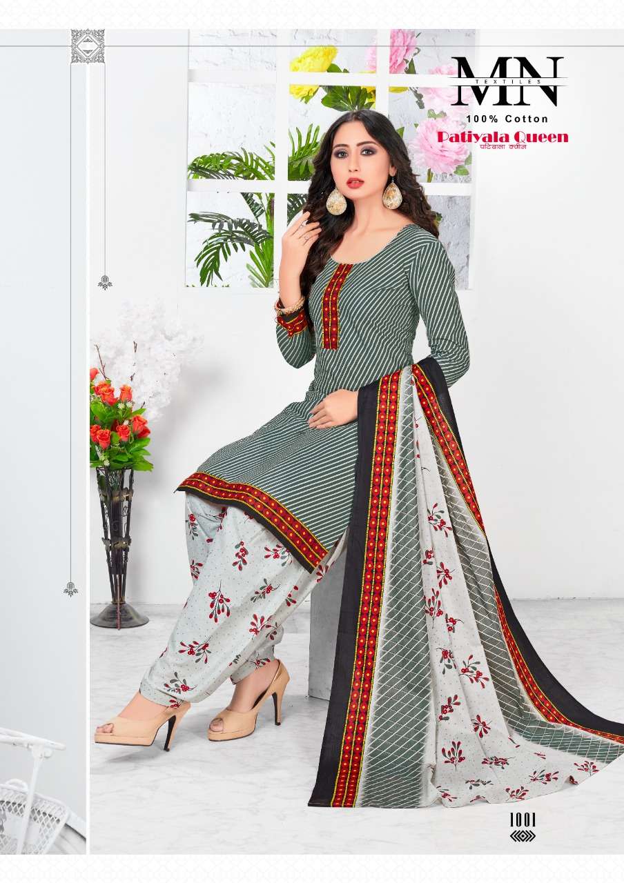 PATIYALA QUEEN BY M N TEXTILE 1001 TO 1010 SERIES SUITS BEAUTIFUL FANCY COLORFUL STYLISH PARTY WEAR & OCCASIONAL WEAR CAMBRIC COTTON PRINTED DRESSES AT WHOLESALE PRICE