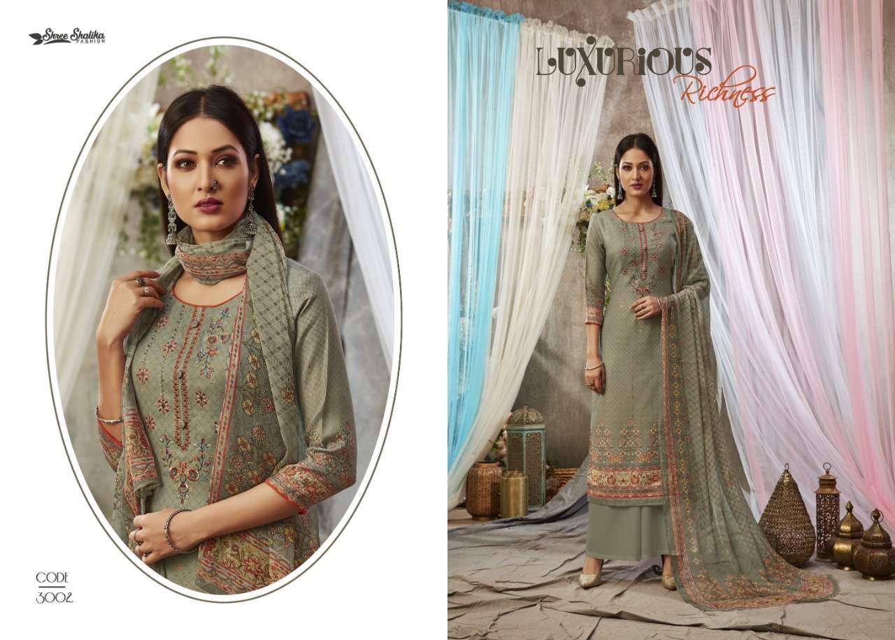 NAAZ BY NAAZ 3001 TO 3008 SERIES SUITS BEAUTIFUL FANCY COLORFUL STYLISH PARTY WEAR & OCCASIONAL WEAR PURE PASHMINA PRINTED DRESSES AT WHOLESALE PRICE