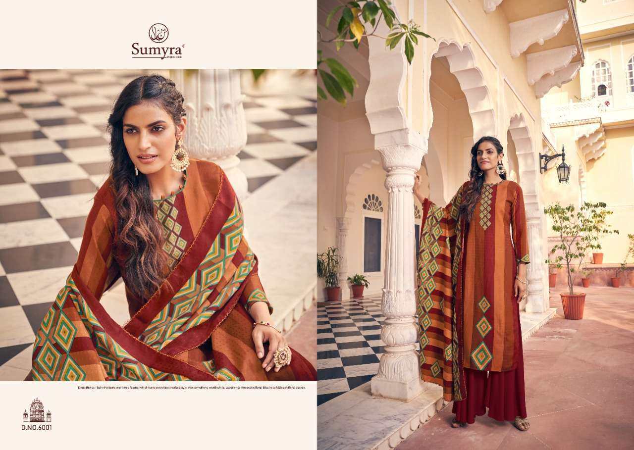 AFROZ BY SUMYRA 6001 TO 6008 SERIES SUITS BEAUTIFUL FANCY COLORFUL STYLISH PARTY WEAR & OCCASIONAL WEAR PURE PASHMINA PRINTED DRESSES AT WHOLESALE PRICE