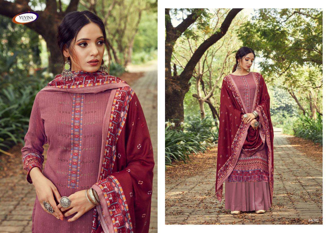WINTER RAAGA BY YUVINA EXPORTS 64001 TO 64008 SERIES SUITS BEAUTIFUL FANCY COLORFUL STYLISH PARTY WEAR & OCCASIONAL WEAR PURE PASHMINA PRINTED DRESSES AT WHOLESALE PRICE