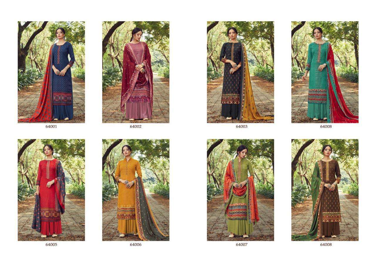 WINTER RAAGA BY YUVINA EXPORTS 64001 TO 64008 SERIES SUITS BEAUTIFUL FANCY COLORFUL STYLISH PARTY WEAR & OCCASIONAL WEAR PURE PASHMINA PRINTED DRESSES AT WHOLESALE PRICE
