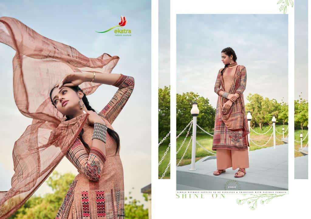 AURUM BY EKATRA 1001 TO 1008 SERIES SUITS BEAUTIFUL FANCY COLORFUL STYLISH PARTY WEAR & OCCASIONAL WEAR PURE PASHMINA PRINTED DRESSES AT WHOLESALE PRICE