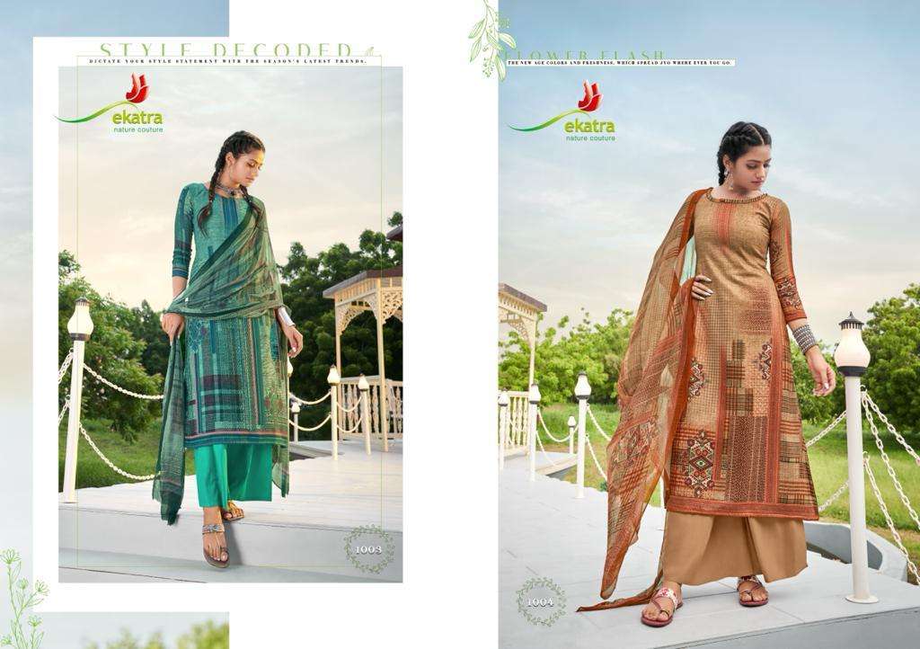 AURUM BY EKATRA 1001 TO 1008 SERIES SUITS BEAUTIFUL FANCY COLORFUL STYLISH PARTY WEAR & OCCASIONAL WEAR PURE PASHMINA PRINTED DRESSES AT WHOLESALE PRICE